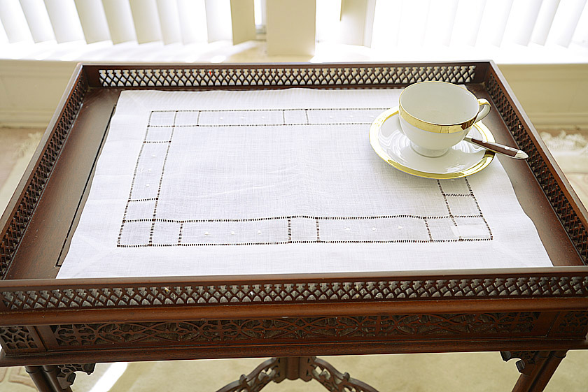double hemstitch placemat with polka dots