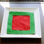 multi colored cocktail napkin. Red & Kelly Green colored