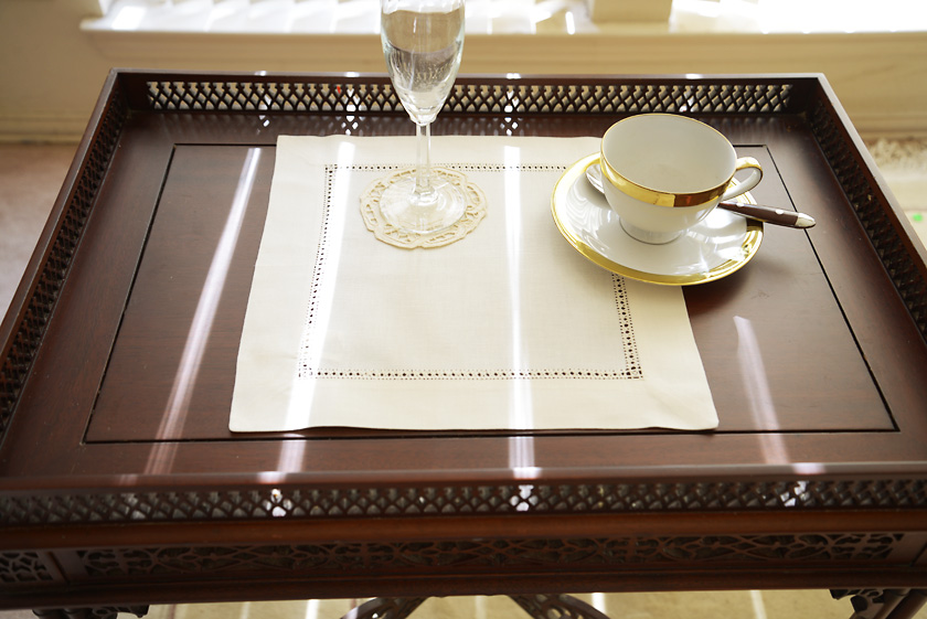 12" square luncheon napkin, pearled Ivory color. hemstitch
