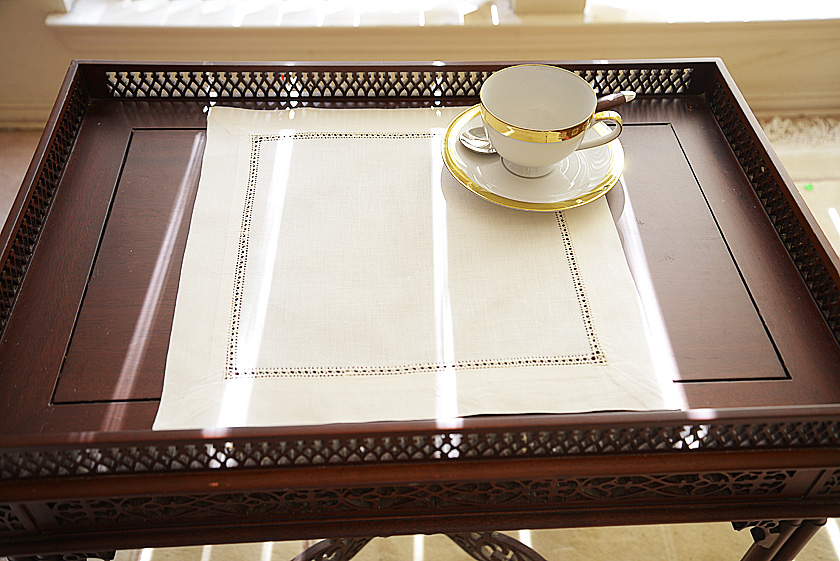 14" square luncheon napkin. pearled Ivory color