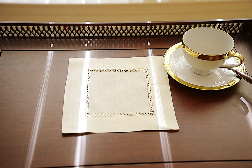 8"square Appetizer napkin, pearled Ivory color