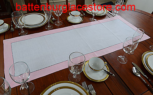 Candy Pink border hemstitch table runner