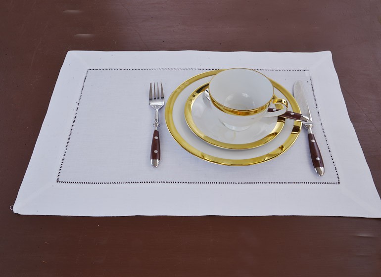 Traditional Clssic Hemstitch Placemats. Simple, Plain & Elegant. 12 pieces pack