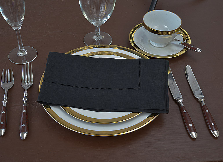 black linen hemstitch napkin 20 inch