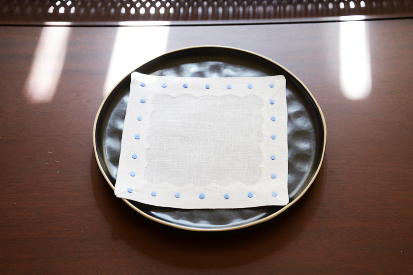 cocktail napkin, Lichen blue color polka dots