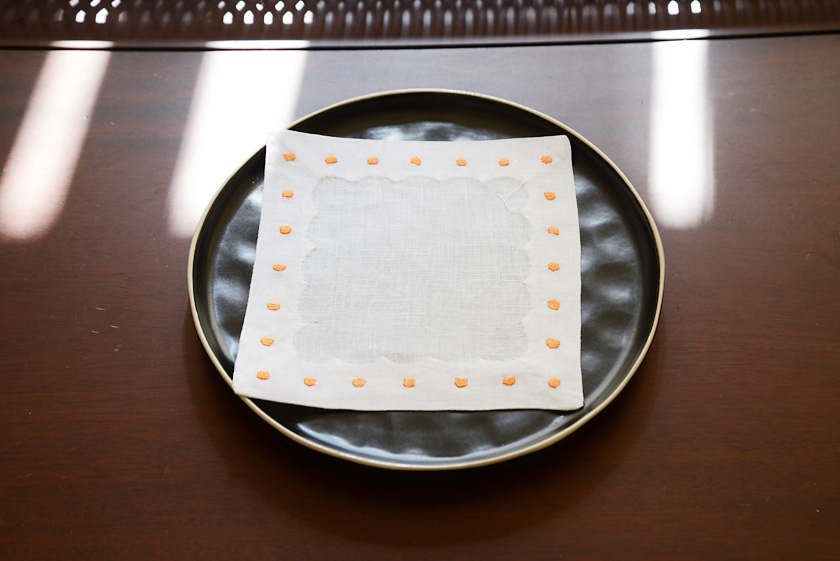 cocktail napkin, Orange Popsicle color polka dots