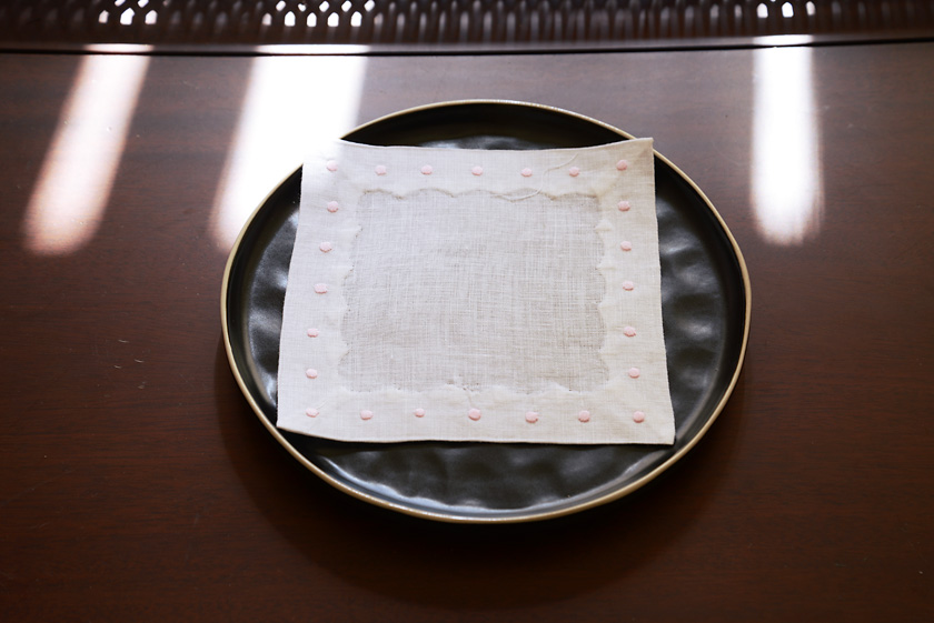 cocktail napkin, Rose Water polka dots