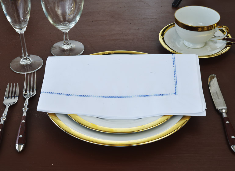 Cotton Hemstitch Napkin with Gray Color Hemstitching. 22″x22″ Each.
