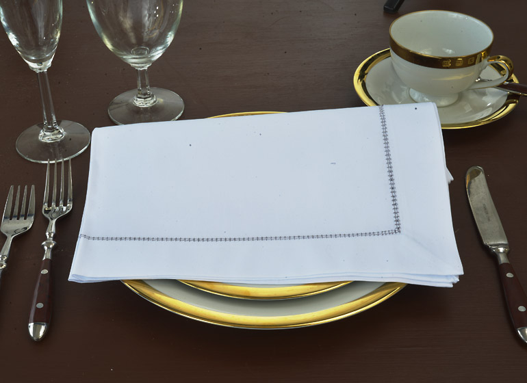 Cotton Hemstitch Napkin with Gray Color Hemstitching. 22″x22″ Each.