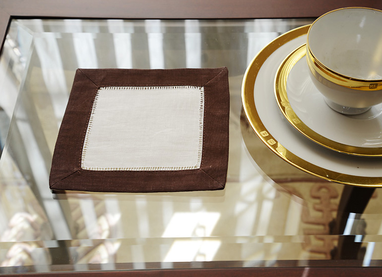 White with Brown border.