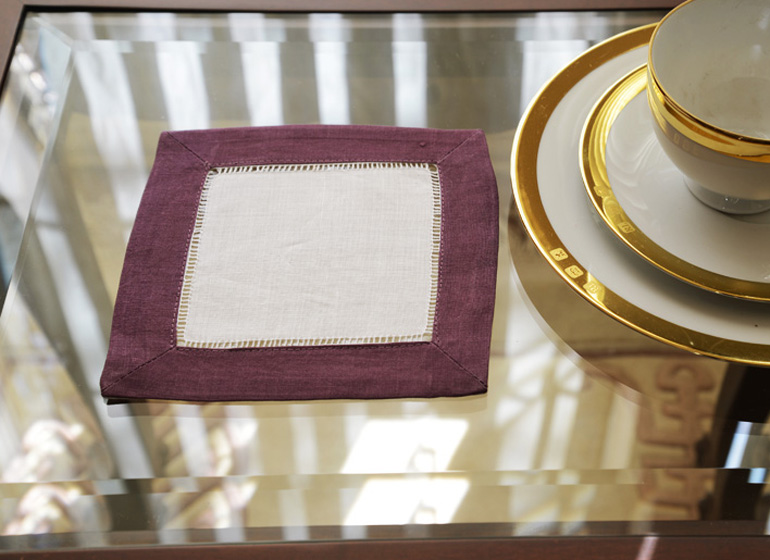 White with Grape color border.