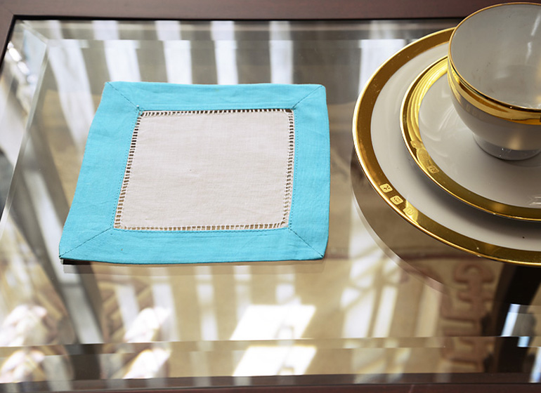 White with Aqua color border.