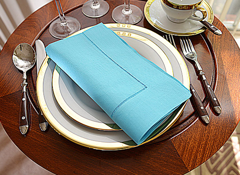 aqua color hemstitch napkins