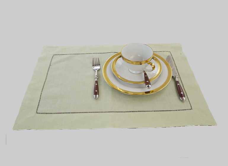 Hemstitch Placemat, Gleam Green color
