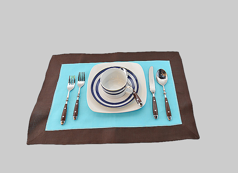 aqua with brown color border.