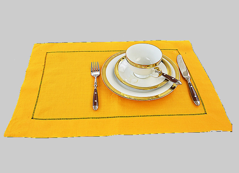 Hemstitch Placemat, Kumquat color.