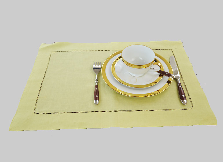 Hemstitch Placemat, Mellow Green color.