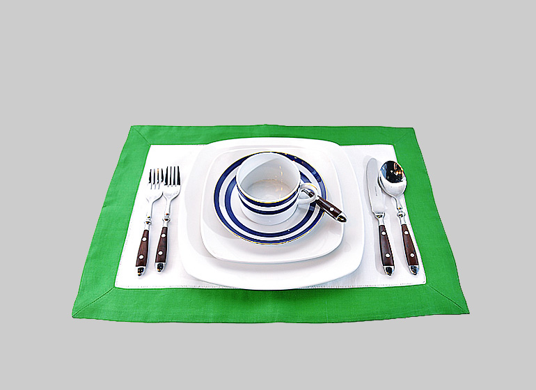Hemstitch Placemat, White with Xmas Green Border