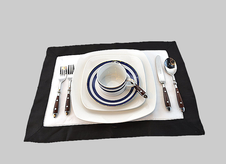 Hemstitch Placemat, White with Black border.