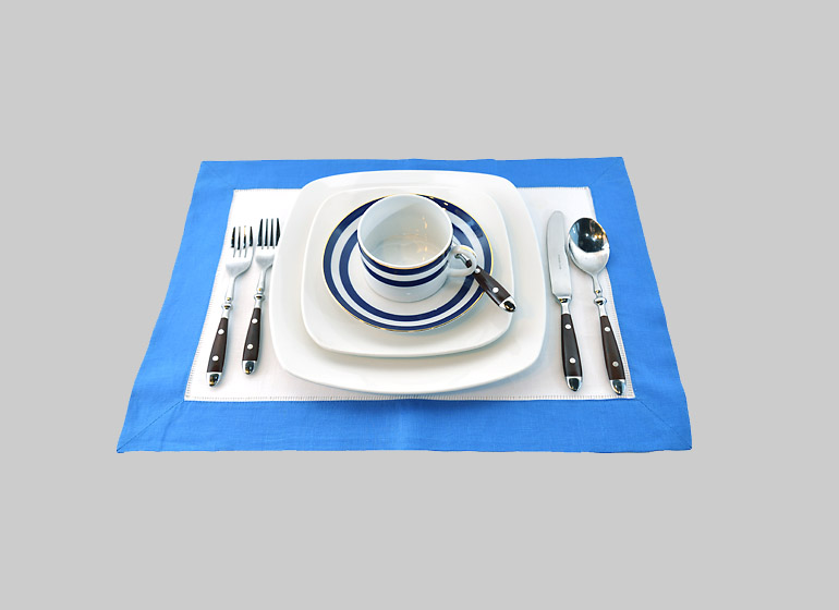 Hemstitch Placemat, White with French Blue border.