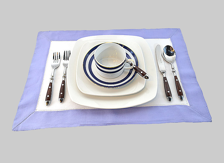 Hemstitch Placemat, White with Lavender border