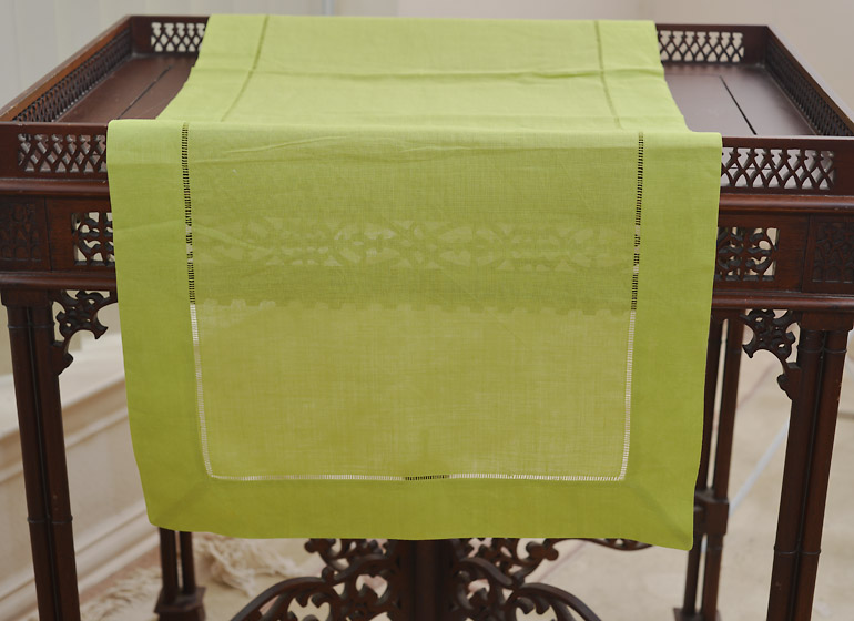 Hot Green Hemstitch Table Runner.