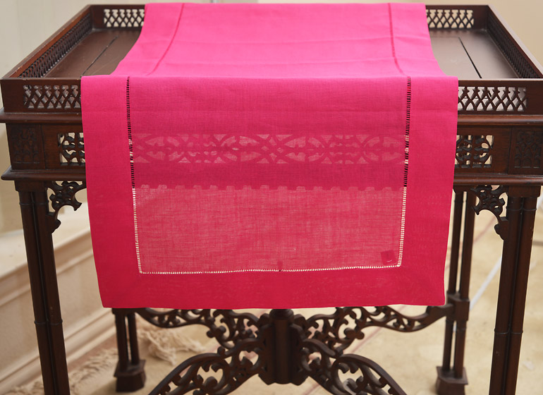 Hot Pink Hemstitch Table Runner.