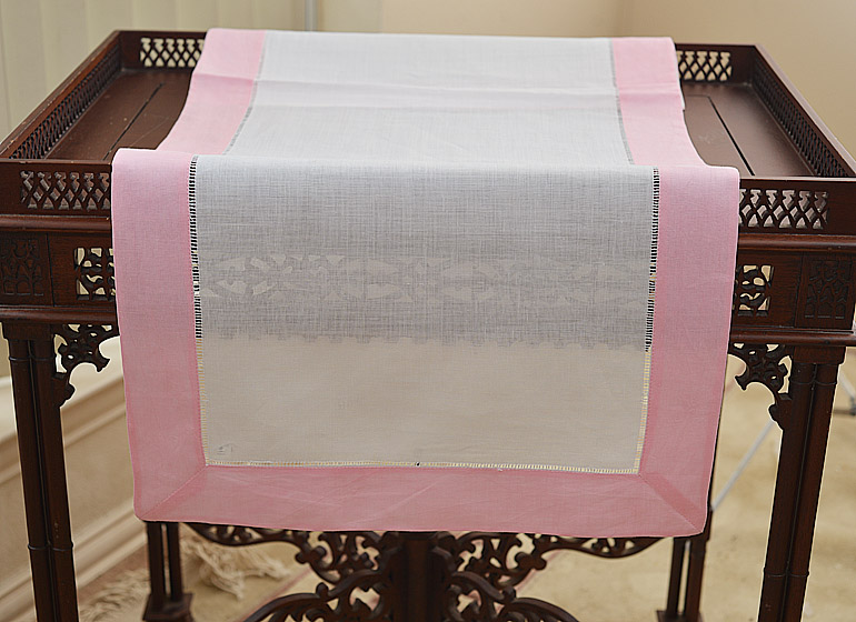 White with Orchild Pink border