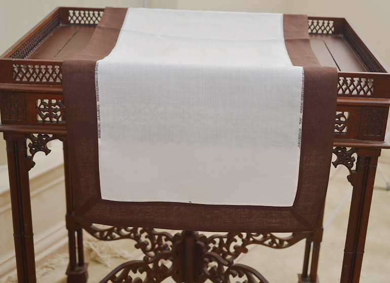 White with Chocolate Brown border