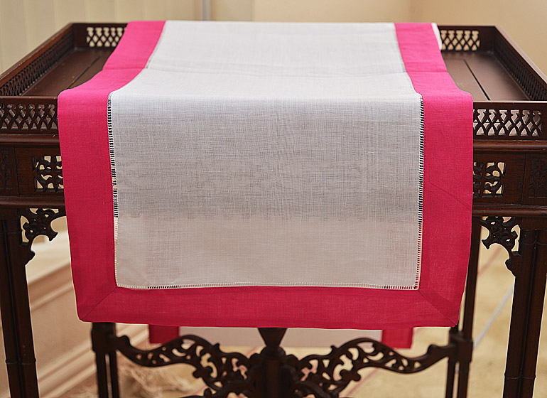 White with Hot Pink border