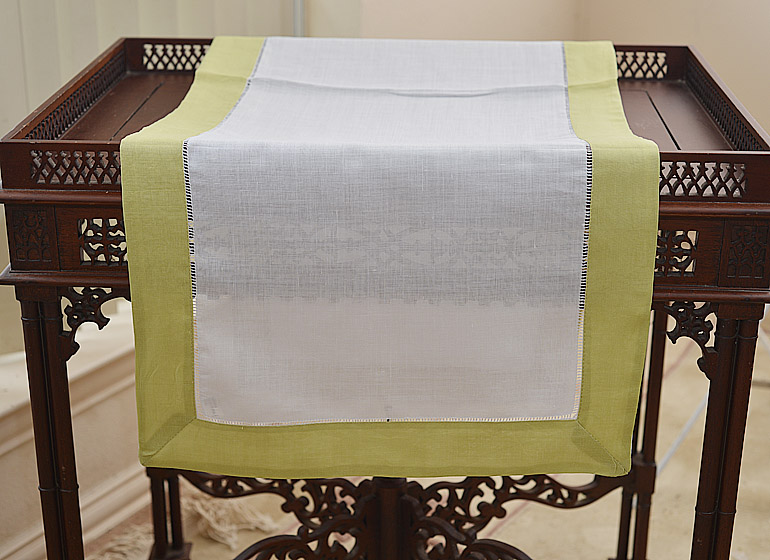 White with Mellow Green border