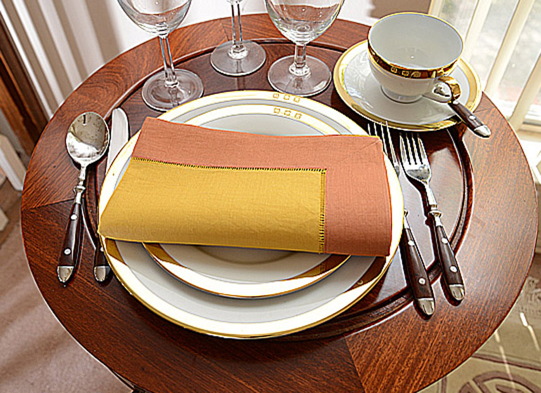 honey gold & burnt orange Hemstitch Napkin