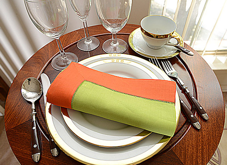 hot green & hot orange Hemstitch Napkin