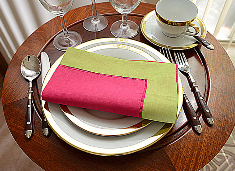 hot pink & hot green Hemstitch Napkin
