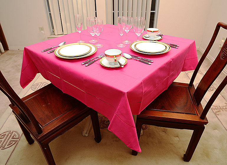 Hot Pink Square Hemstitch Table