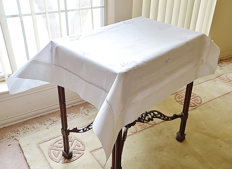 Irish Rose Square Hemstitch Toppers. 36″Square, 45″ Square & 54″ Square. (54″ for Mahjong Table)