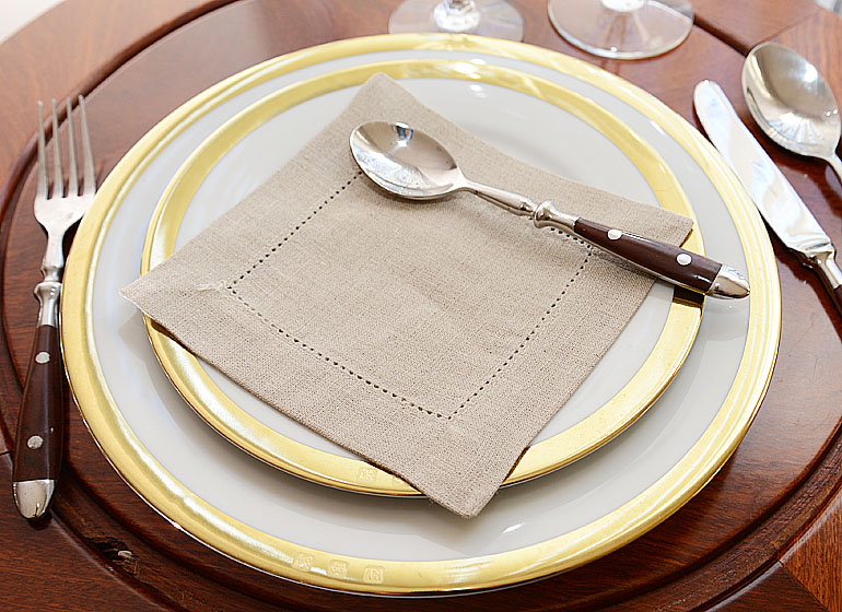 Linen Flax Linen Cocktail Napkin, 6x6"