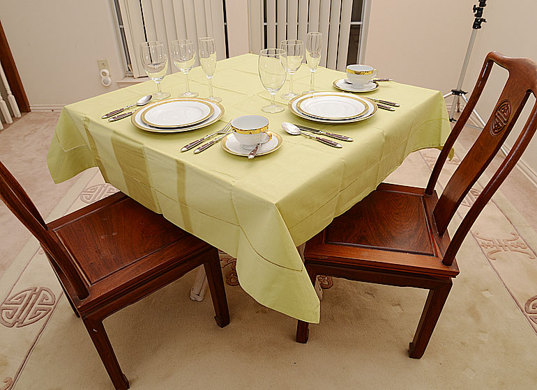 Mellow Green Square Hemstitch Table
